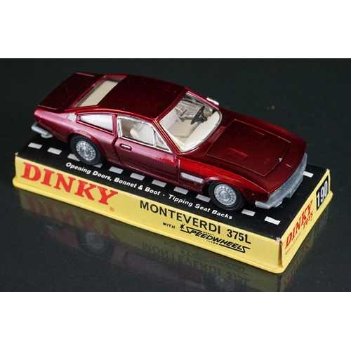 1063 - Three cased Dinky diecast models to include 213 Ford Capri Rally Car in metallic red (crack to case)... 