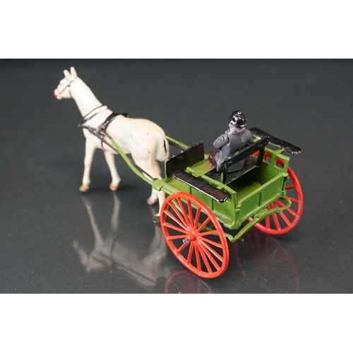 1067 - Four boxed Britains Home Farm Series metal models to include No 8F Horse Rake, No 20F Farmers Gig, N... 