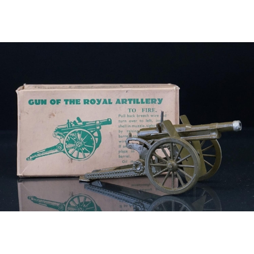 1073 - Five boxed Britains diecast models to include No 1717 2 Pounder A.A. Gun on chassis, No 1725 4.5