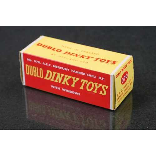 1320 - Boxed Dinky Dublo 070 AEC Mercury Tanker Shell BP with windows diecast model, minimal wear to diecas... 