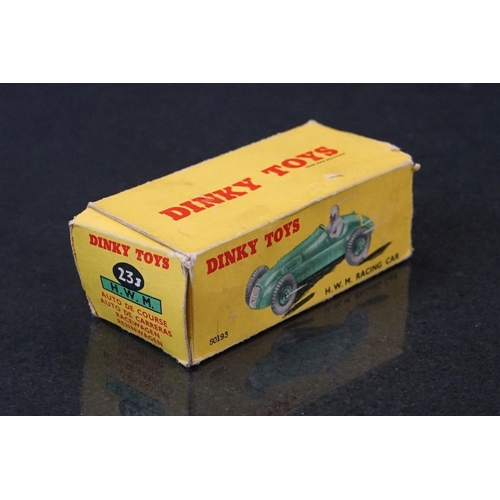 1322 - Two boxed Dinky diecast racing cars to include 239 Vanwall in green with driver, vg with vg decals, ... 