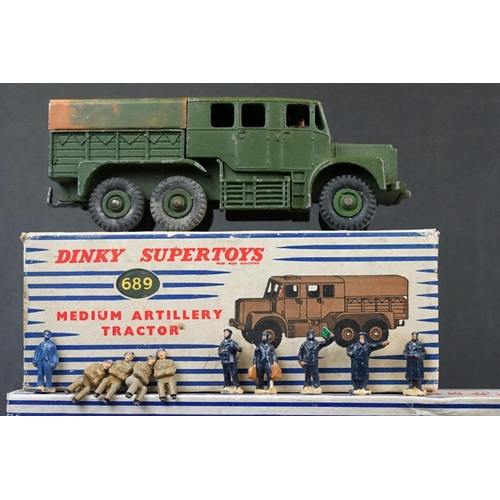 1327 - Three boxed Dinky Supertoys military diecast models to include 660 Tank Transporter, 689 Medium Arti... 