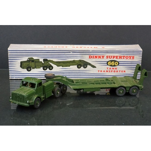 1327 - Three boxed Dinky Supertoys military diecast models to include 660 Tank Transporter, 689 Medium Arti... 