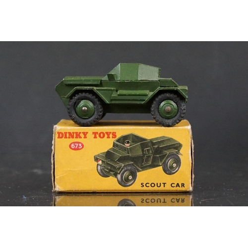 1328 - 12 Boxed Dinky diecast military diecast models to include 673 Scout Car, 643 Army Water Tanker, 2 x ... 