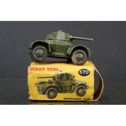 1328 - 12 Boxed Dinky diecast military diecast models to include 673 Scout Car, 643 Army Water Tanker, 2 x ... 