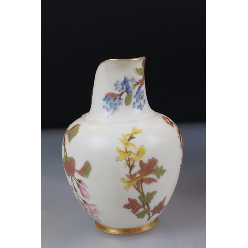 10 - 19th century Royal Worcester Blush Ivory Flat Sided Jug decorated with flowers, pattern no. 1094, 19... 