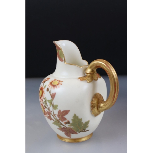 10 - 19th century Royal Worcester Blush Ivory Flat Sided Jug decorated with flowers, pattern no. 1094, 19... 