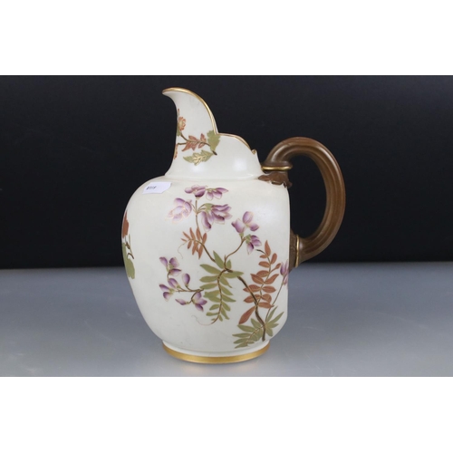 10 - 19th century Royal Worcester Blush Ivory Flat Sided Jug decorated with flowers, pattern no. 1094, 19... 