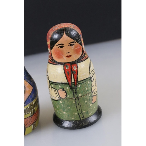 100 - Set of Six Painted Wooden Russian Matryoshka Nesting Dolls together with another Set of Seven Painte... 