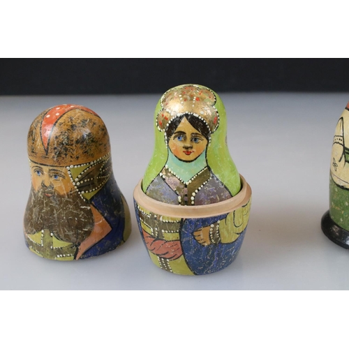 100 - Set of Six Painted Wooden Russian Matryoshka Nesting Dolls together with another Set of Seven Painte... 