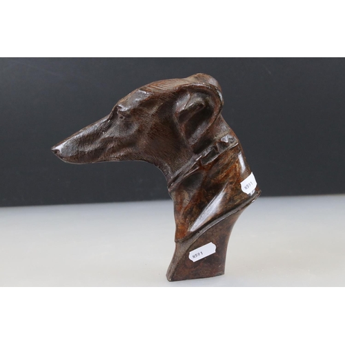 104 - Cast Metal Model of a Greyhound's Head, 19cm high