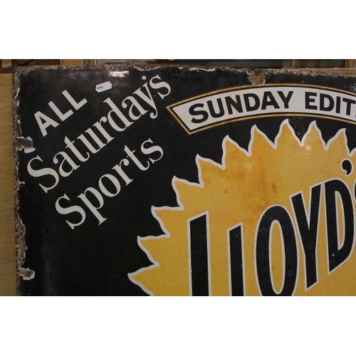 111 - Enamel Advertising Sign ' Lloyd's News, Sunday Edition ' 92cm x 73cm