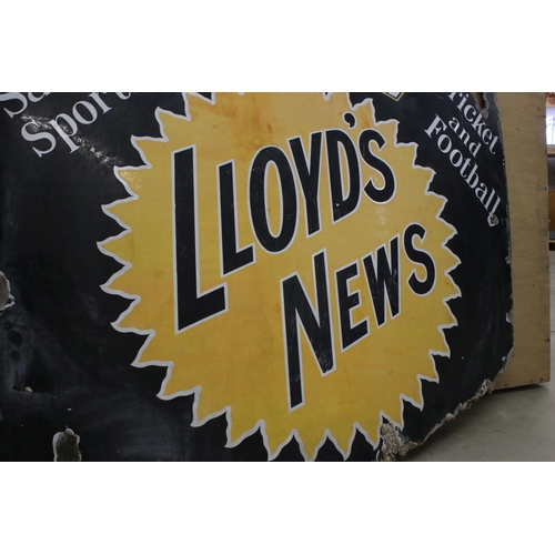 111 - Enamel Advertising Sign ' Lloyd's News, Sunday Edition ' 92cm x 73cm