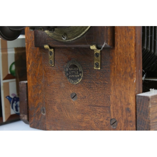 114 - Victorian Oak Magic Lantern together with over 90 Magic Lantern Slides including approximately 47 Sl... 