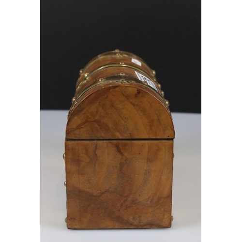 116 - Victorian Walnut Brass Mounted Domed Top Box, 19cm long x 15cm high