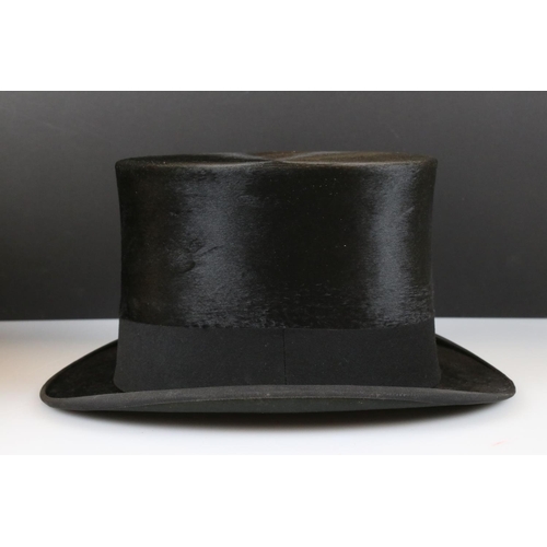 117 - Late 19th / Early 20th century Bates of London Black Silk Top Hat, large size, inside rim measuring ... 