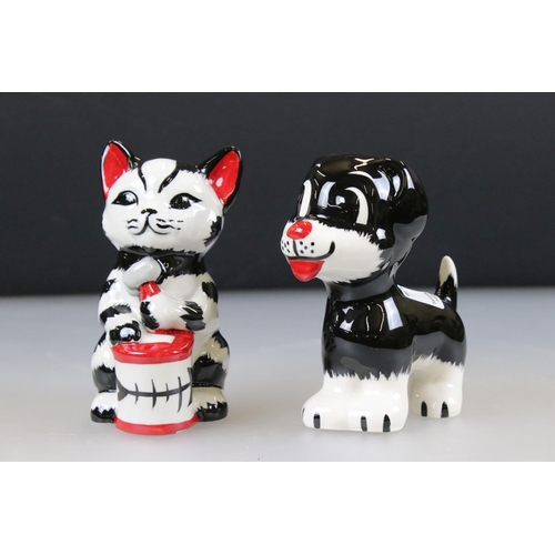 12 - Lorna Bailey - Bengo the Dog and Tucker the Cat ceramic figures, both 12cm tall