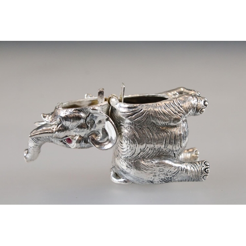 157 - Silver plated elephant vesta case