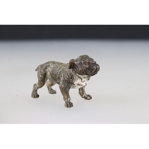 159 - Two antique Austrian cold painted bronze figures of Bulldogs, marked cross to underside.