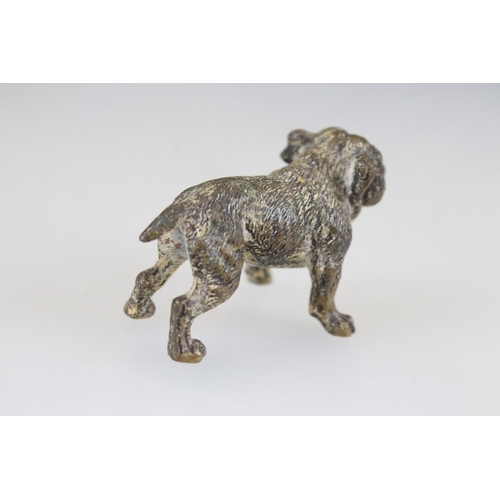 159 - Two antique Austrian cold painted bronze figures of Bulldogs, marked cross to underside.