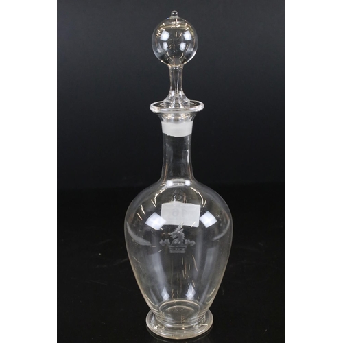 16 - Early 20th century Cut Glass Decanter with Three Loop Handles and Silver Collar (London 1909), 24cm ... 