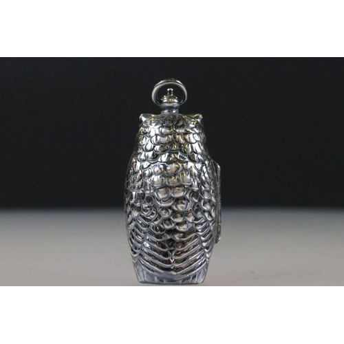 160 - Silver plated owl shaped sovereign case