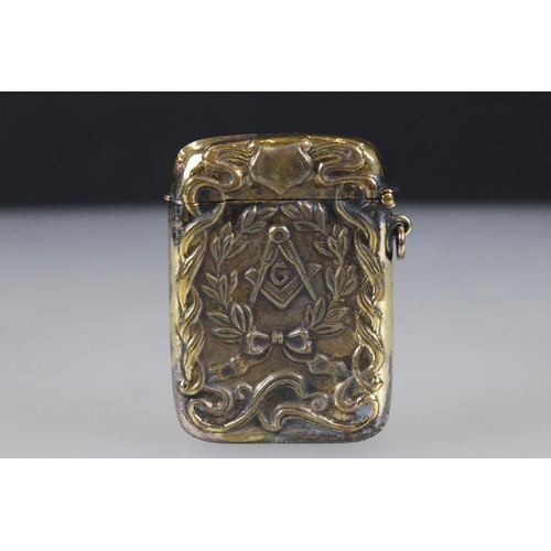 170 - Brass vesta case with embossed Masonic images