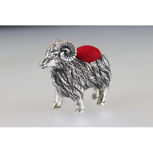 171 - Silver ram pincushion