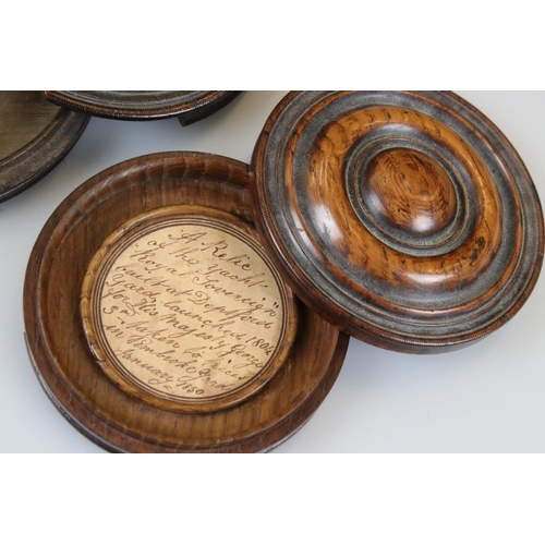 175 - Two 19th century commemorative wooden snuff boxes to include one made from the wood from the yacht 