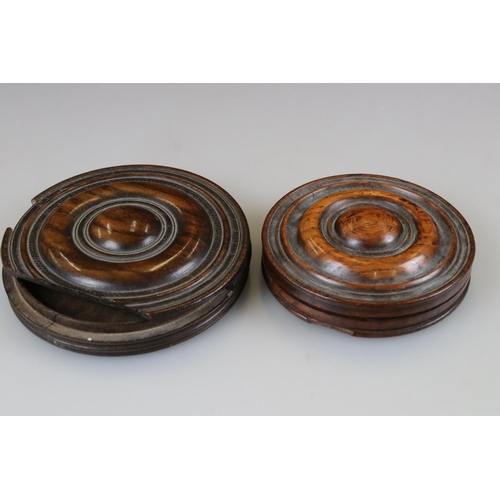 175 - Two 19th century commemorative wooden snuff boxes to include one made from the wood from the yacht 