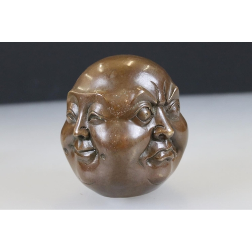 177 - Four faced Buddha paperweight signed with character marks to underside, approx. 9cm tall