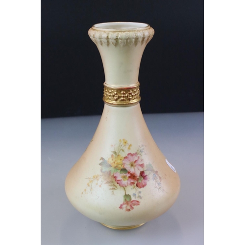 20 - 19th century Royal Worcester Blush Ivory Vase, no. 2187, pink marks, 28cm high together with Two Ear... 