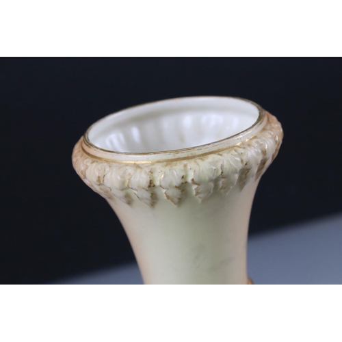 20 - 19th century Royal Worcester Blush Ivory Vase, no. 2187, pink marks, 28cm high together with Two Ear... 