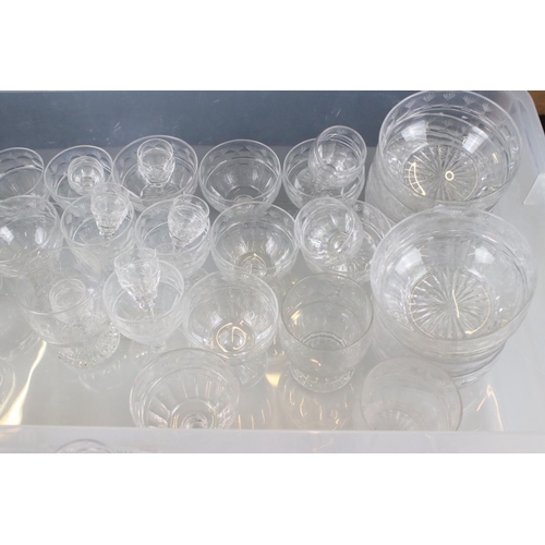 26 - Collection of Early 20th century Cut Glass Glasses and Bowls, approximately 55 pieces in total