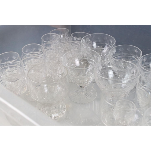 26 - Collection of Early 20th century Cut Glass Glasses and Bowls, approximately 55 pieces in total