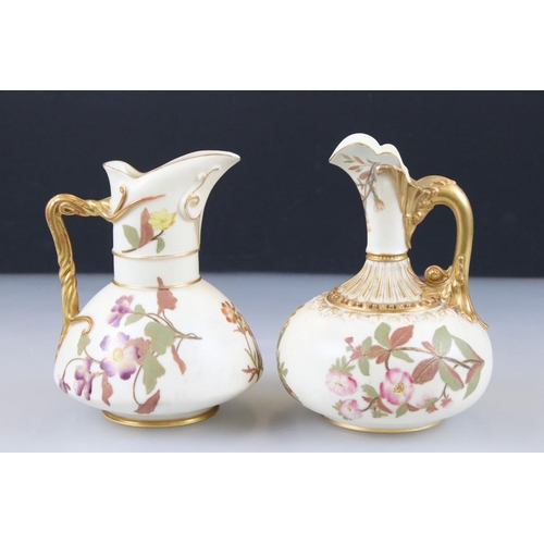 30 - Two 19th century Royal Worcester Blush Ivory Jugs, both decorated with flowers, pattern no. 1378 16c... 