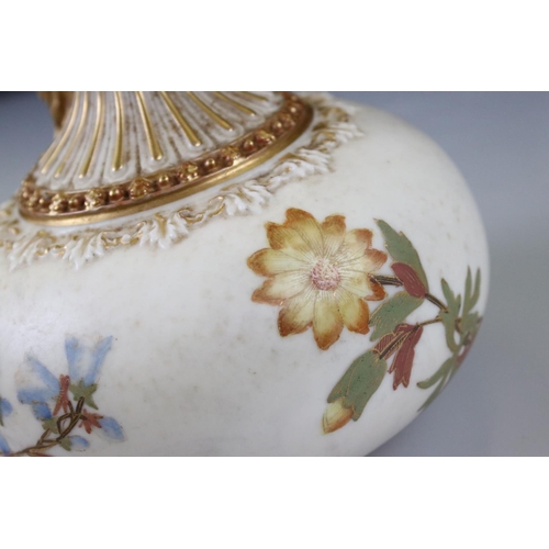 30 - Two 19th century Royal Worcester Blush Ivory Jugs, both decorated with flowers, pattern no. 1378 16c... 