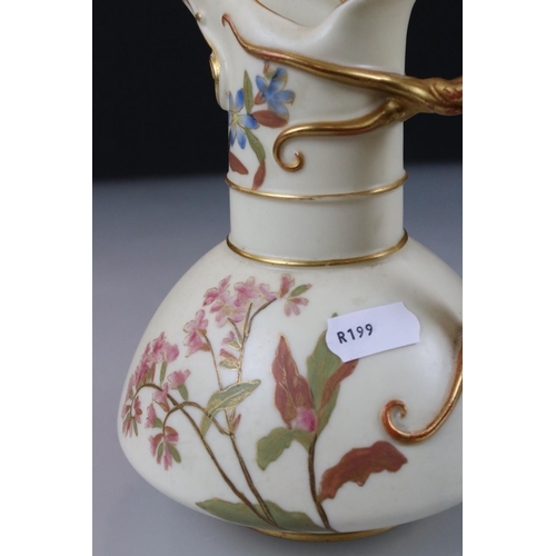 30 - Two 19th century Royal Worcester Blush Ivory Jugs, both decorated with flowers, pattern no. 1378 16c... 