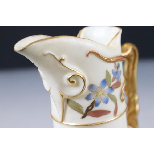 30 - Two 19th century Royal Worcester Blush Ivory Jugs, both decorated with flowers, pattern no. 1378 16c... 