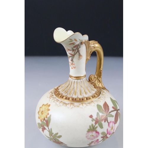 30 - Two 19th century Royal Worcester Blush Ivory Jugs, both decorated with flowers, pattern no. 1378 16c... 