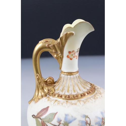 30 - Two 19th century Royal Worcester Blush Ivory Jugs, both decorated with flowers, pattern no. 1378 16c... 