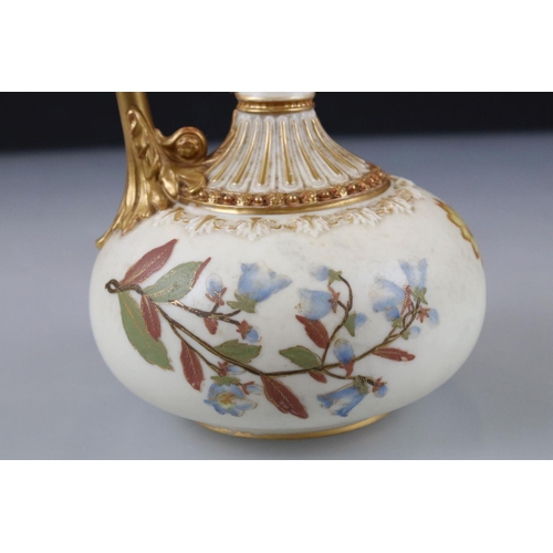 30 - Two 19th century Royal Worcester Blush Ivory Jugs, both decorated with flowers, pattern no. 1378 16c... 