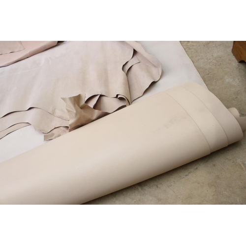 334 - Three cream leather skins, each measuring approx 5ft in length.