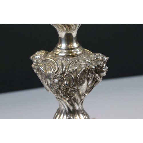 340 - WMF Silver Plated Table Lamp of Rococo form, stamped to base, overall height 53cm