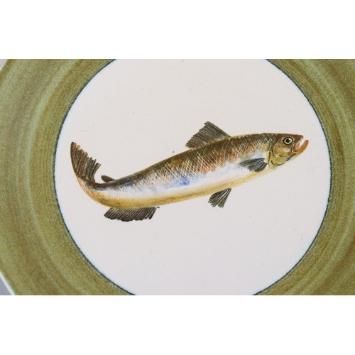 35 - Five French ' Marcel Guillot ' Peint a la Main Hand painted Fish Plates titled Ableties, Gardon, Sau... 