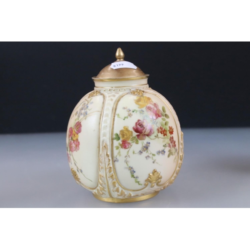 36 - Early 20th century Royal Worcester Blush Ivory Lidded Jar, pattern no. 1809, green marks, 16cm high ... 