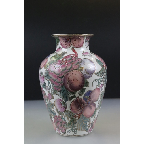 38 - Royal Brierley Studio Iridescent Glass Bulbous Vase, 17cm high together with Modern Porcelain Hand P... 