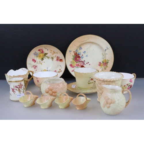 39 - Collection of Eleven items of Royal Worcester Blush Ivory, 19th and Early 20th century including Fou... 