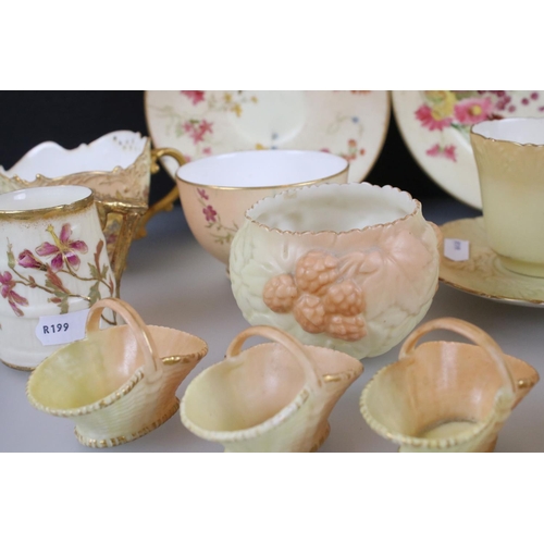 39 - Collection of Eleven items of Royal Worcester Blush Ivory, 19th and Early 20th century including Fou... 