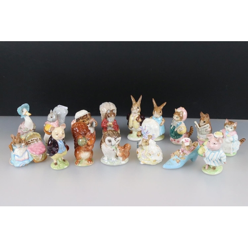 44 - Collection of Sixteen Beswick Beatrix Potter Animals including Eleven with gold oval back stamps (Ri... 